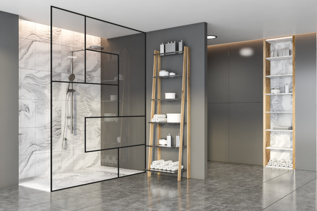 CRL Quadrato black framed shower screen
